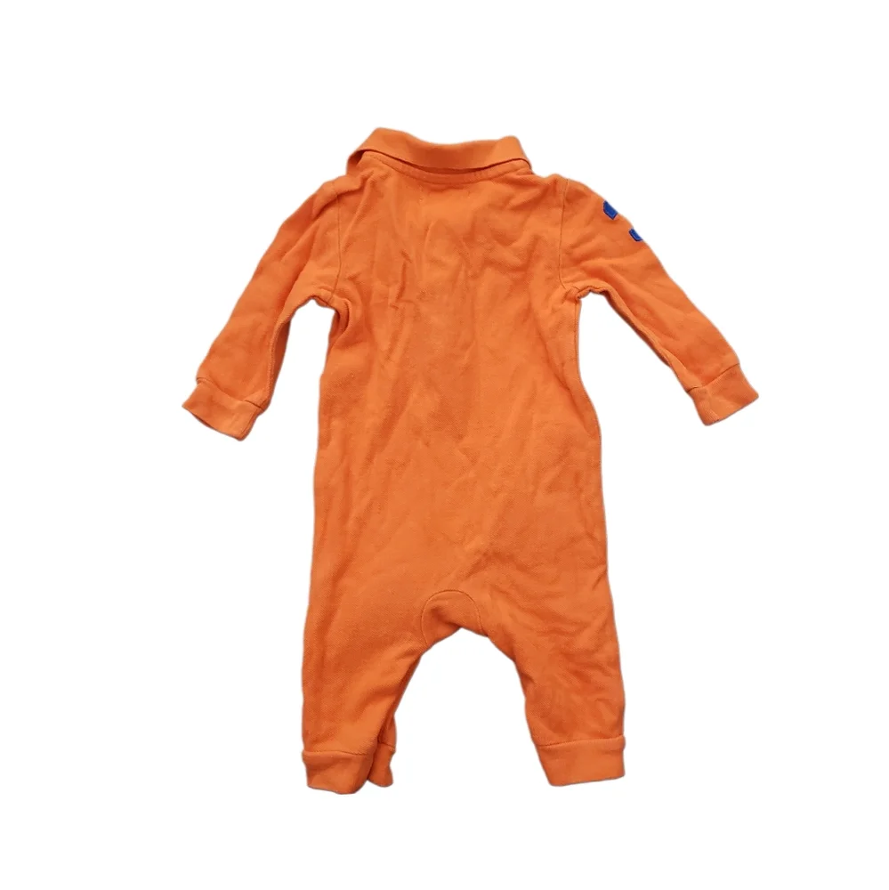 Ralph Lauren 3 Months Baby Boy Halloween Pumpkin Orange Fall Polo Coveralls
